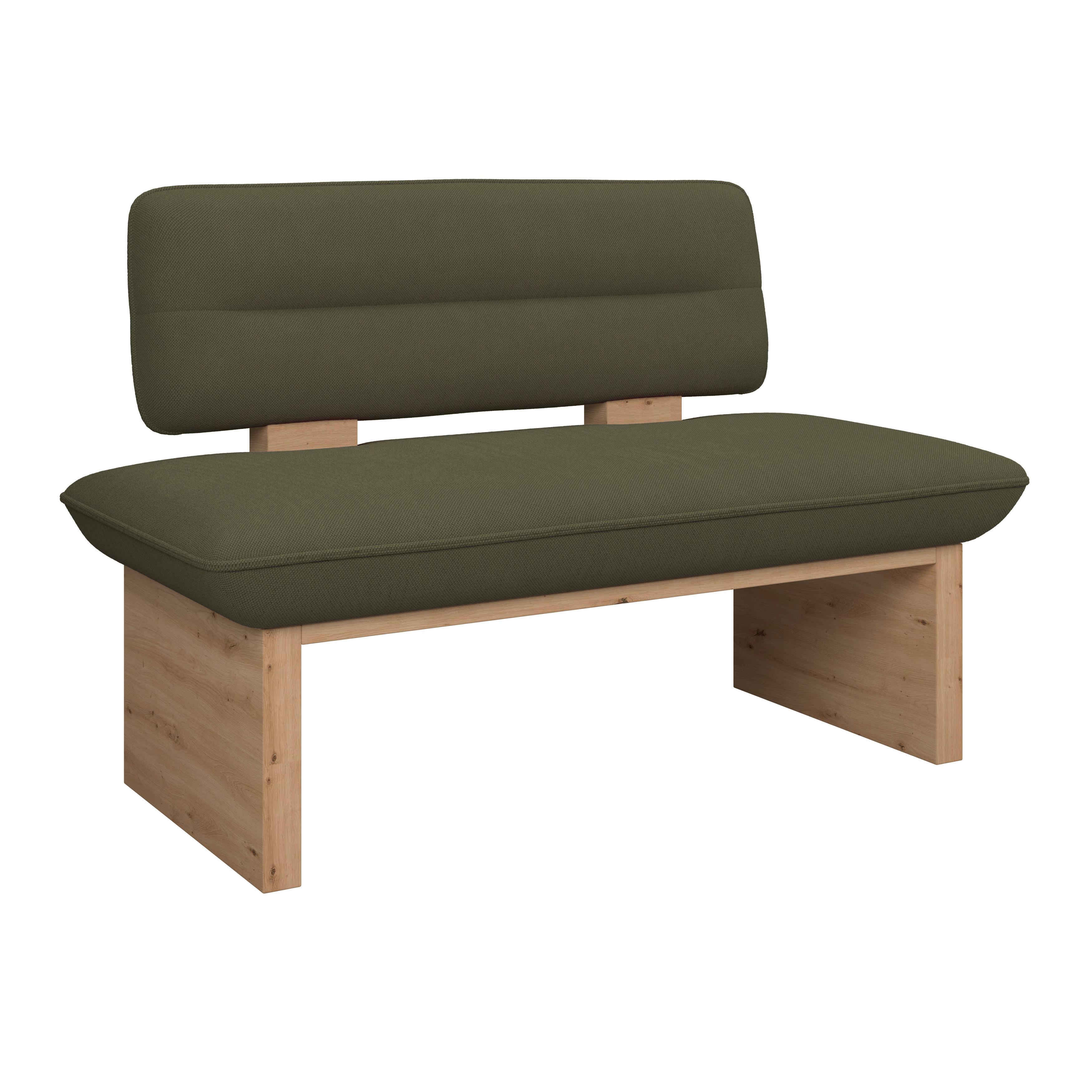 Sitzbank  Beluna II Webstoff grün, B: 120cm - Eichefarben/Schwarz, KONVENTIONELL, Holzwerkstoff/Textil (120/87/67cm) - James Wood