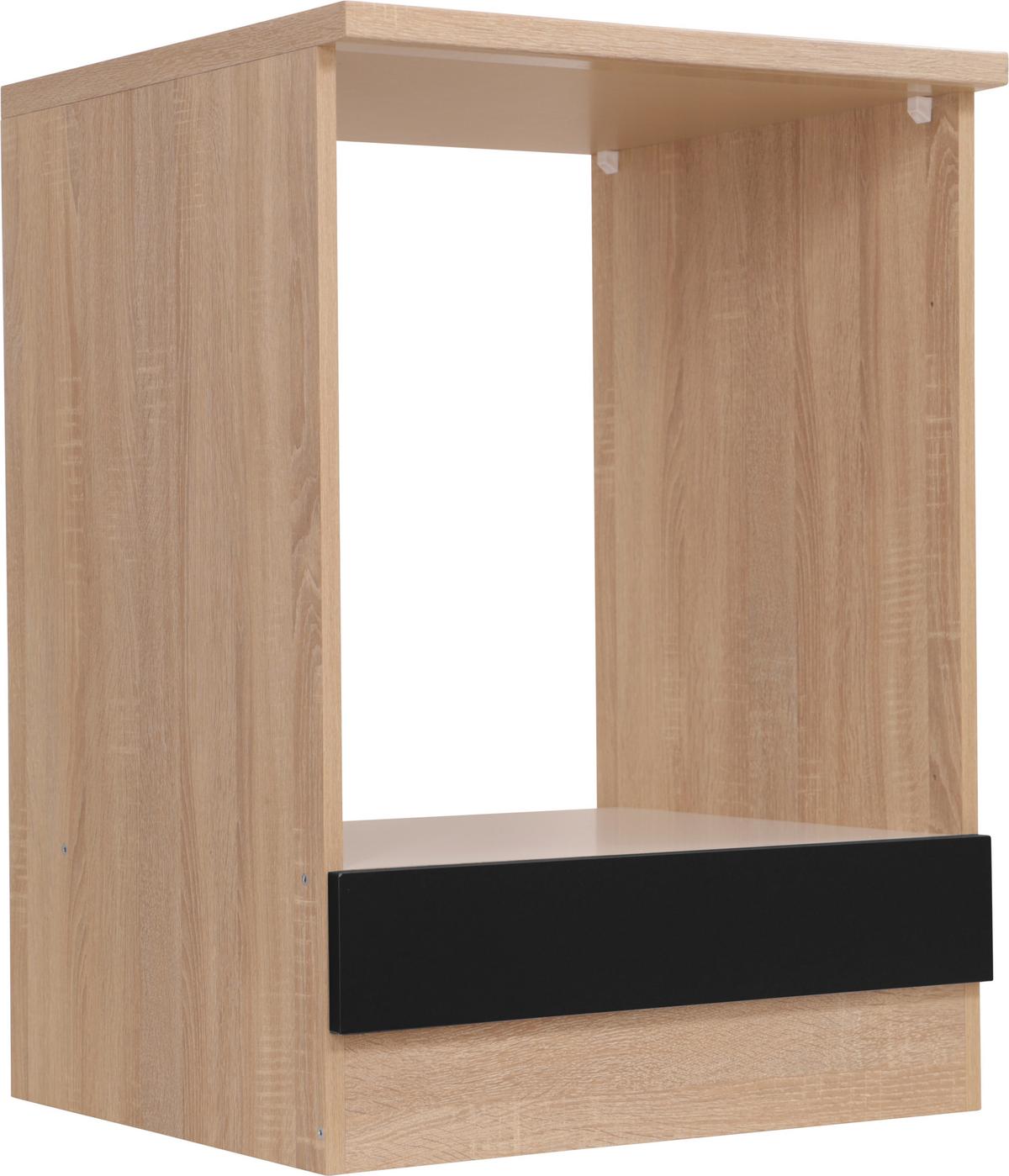 Herdumbauschrank Merle Schwarz, Eiche Dekor B: 60 cm - Eichefarben/Schwarz, Basics, Holzwerkstoff (60/84,8/60cm) - Respekta