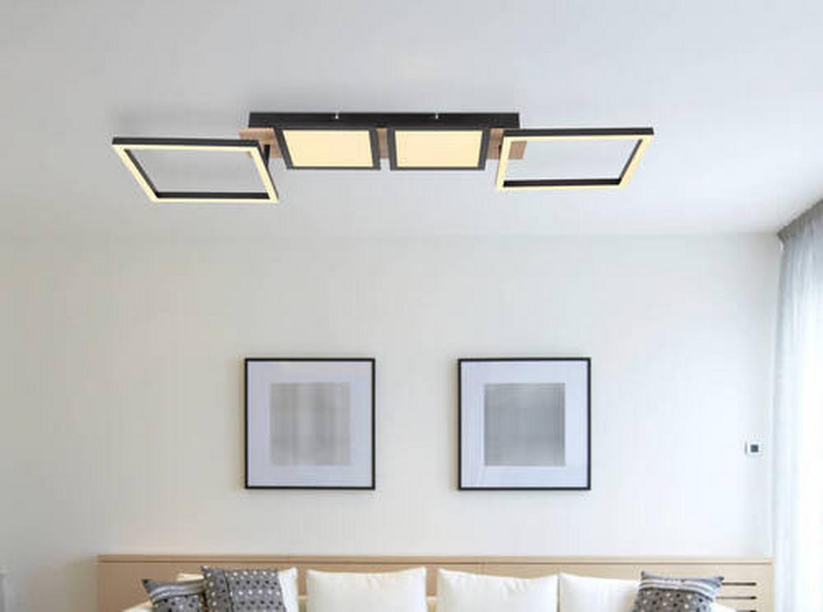 LED-Deckenleuchte 67282-36 - Dunkelbraun/Opal, Design, Holzwerkstoff/Kunststoff (100/27/11cm) - Globo