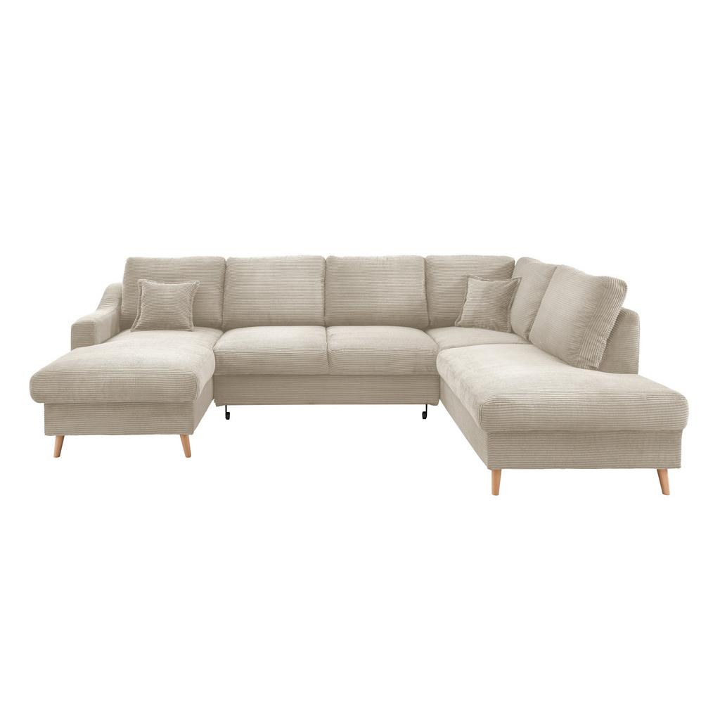 Wohnlandschaft Valentina mit Schlaffunktion Beige