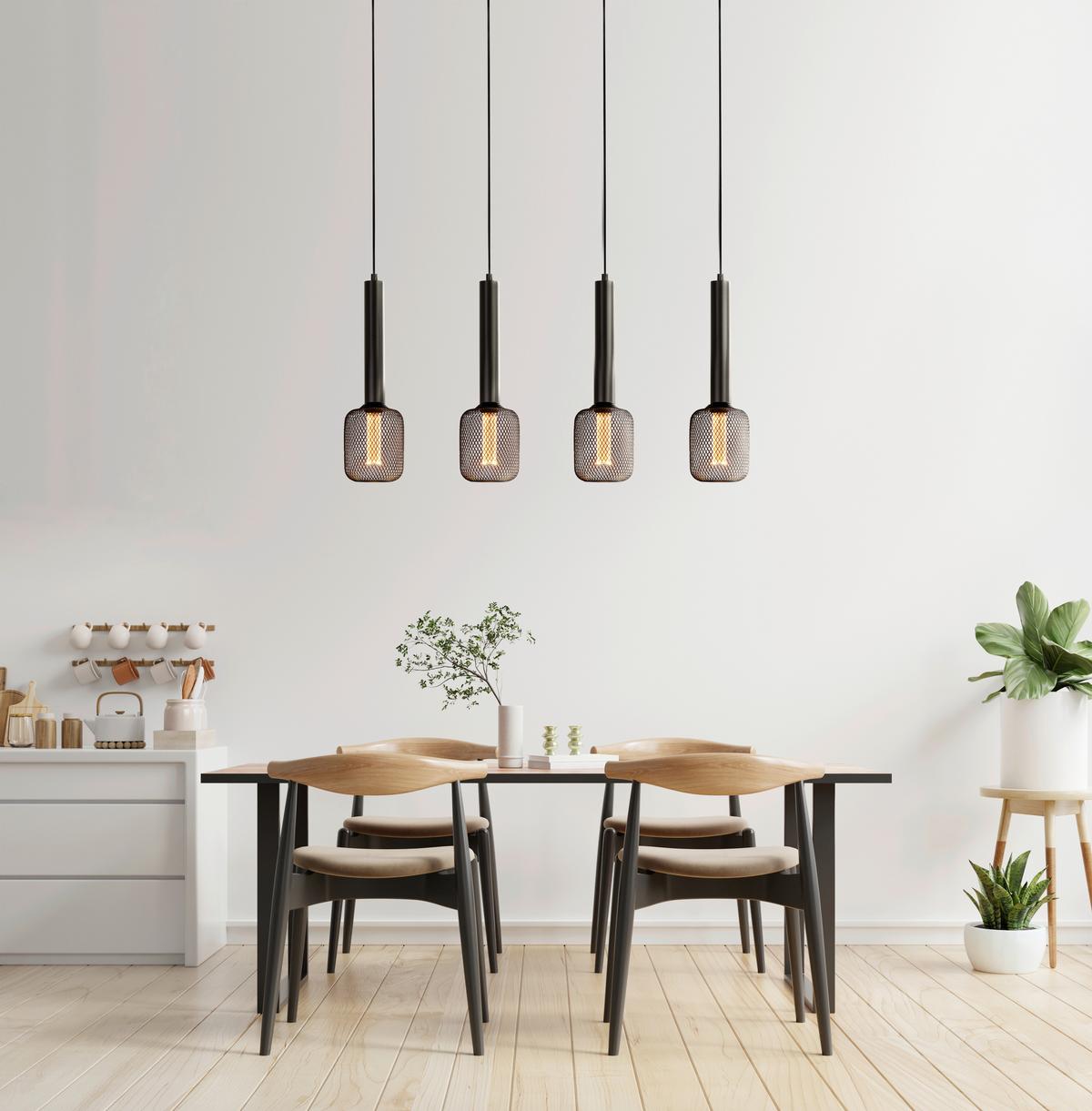 Hängeleuchte Dulwich 4lt 35720-4bk - Schwarz, Basics, Metall (27/6/80cm)