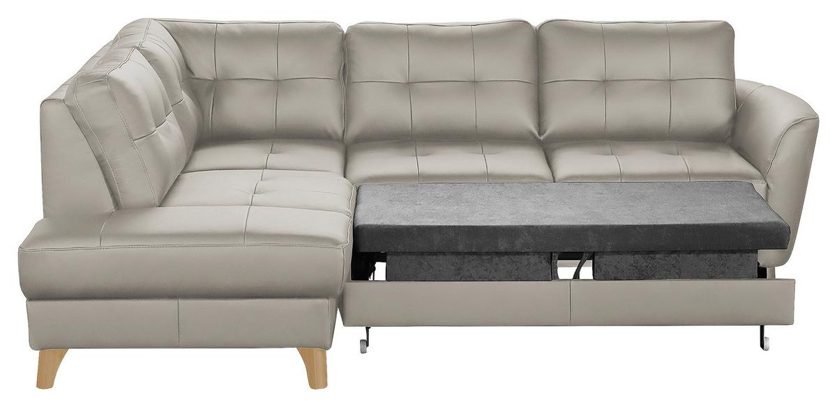 Ecksofa Nordic Plantinfarben S: 190x236 cm - Platinfarben/Buchefarben, Design, Leder/Textil (190/236cm) - Livetastic