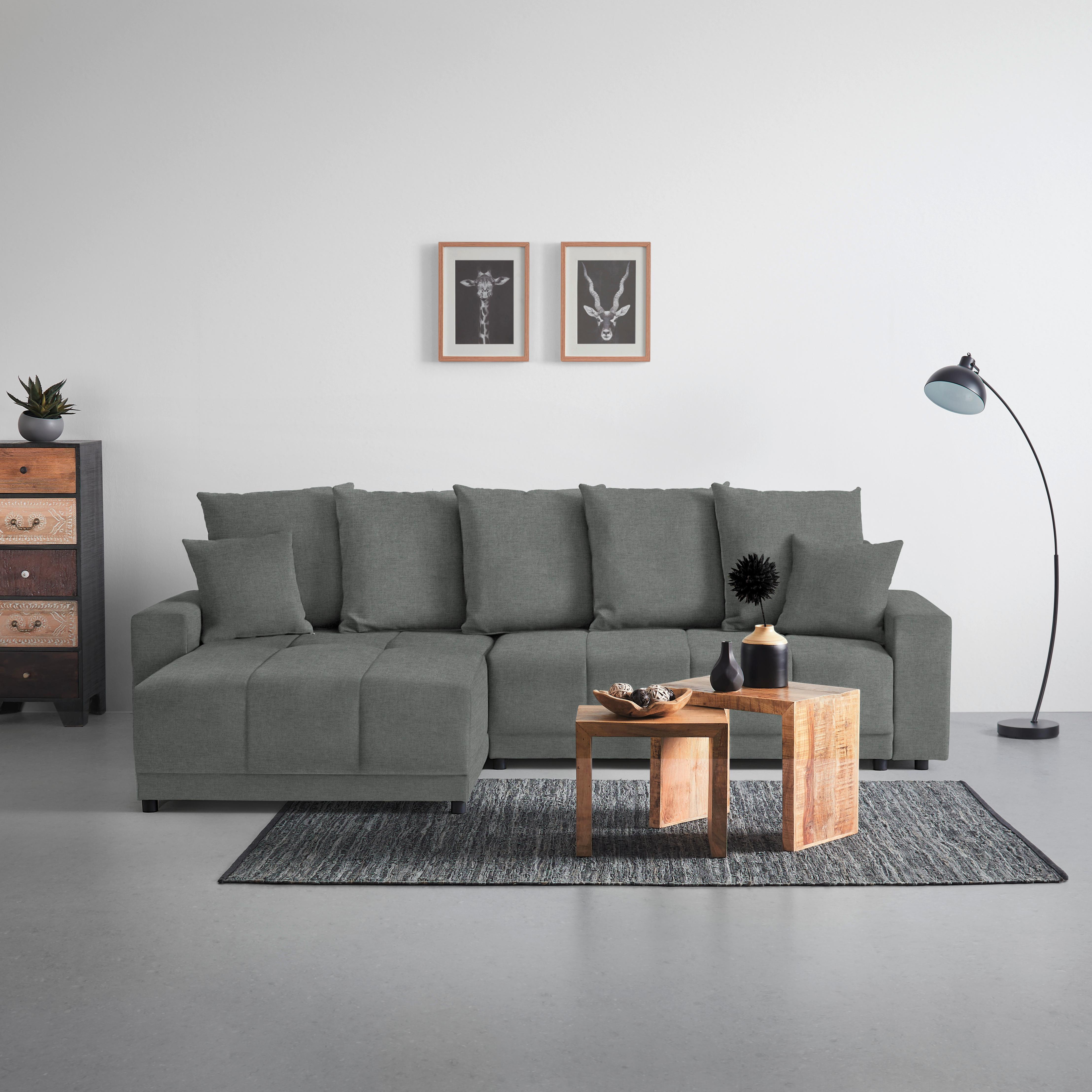 Rohová sedačka ALATRI, obojstr.,grafitová,s vankúšmi - čierna/zelená, Modern, textil/plast (289/90/176cm) - Based