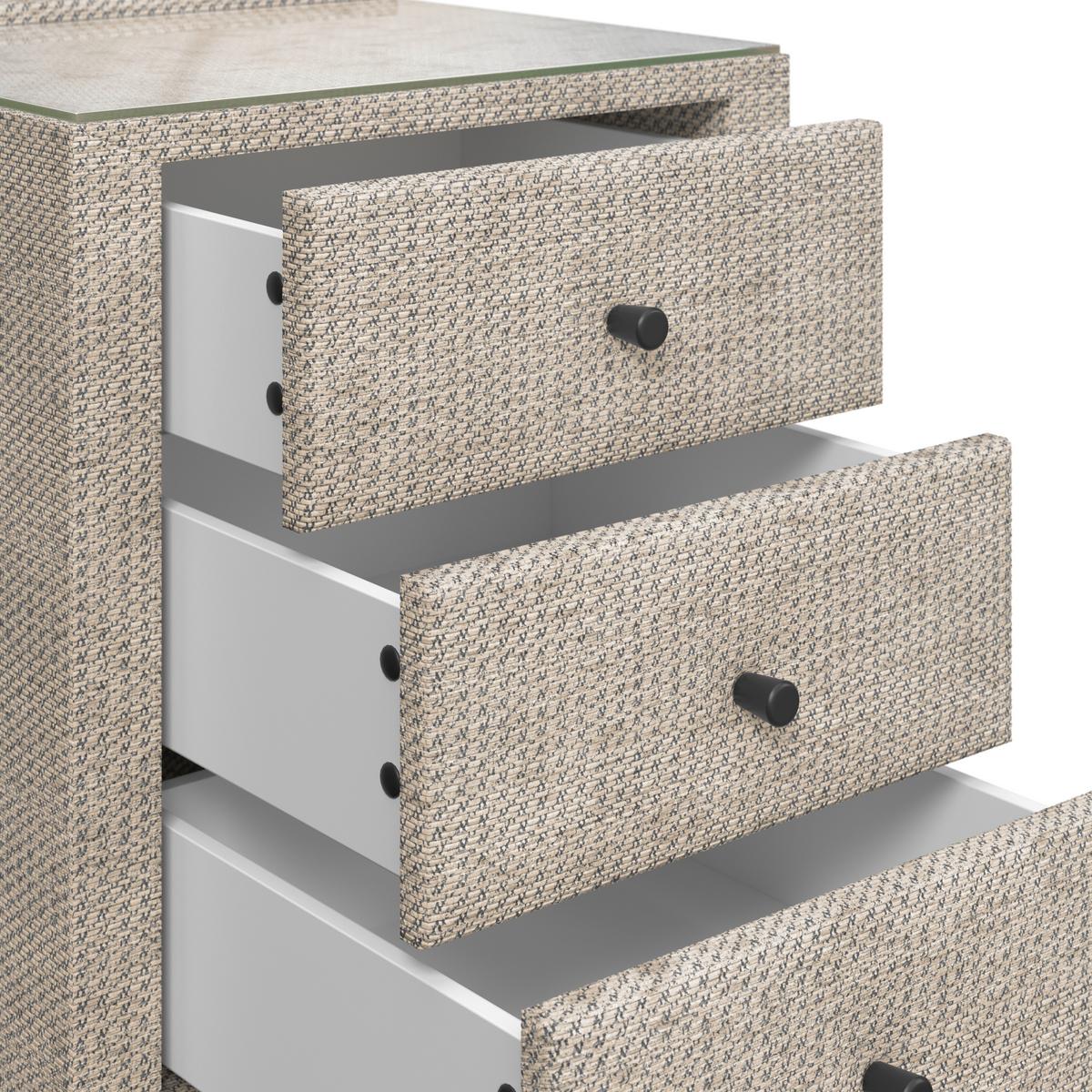 Nachtkästchen Brisbane I inkl. USB Anschluss B: 49,5cm - Beige, Trend, Glas/Holzwerkstoff (49,5/56,5/46cm) - Sembella