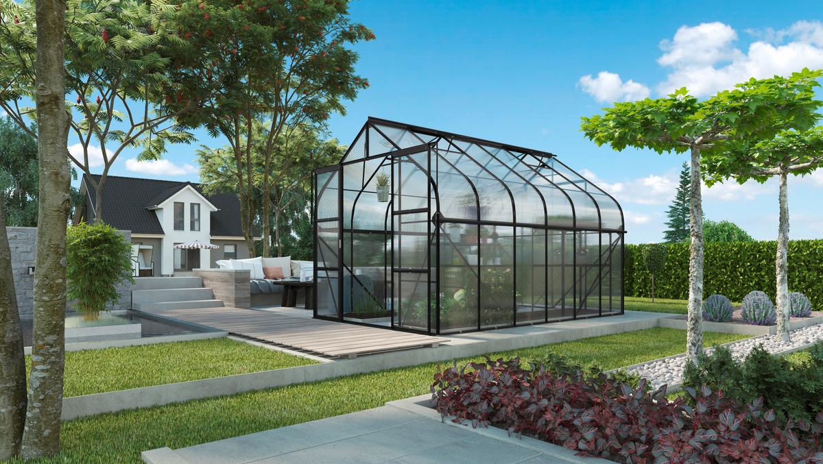 Gewächshausbausatz Diana 9900 Hkp4mm, Schwarz Set - Schwarz, Basics, Kunststoff/Metall (263,5/245,5/383cm)