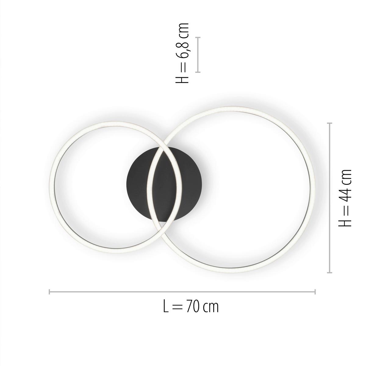 LED-Deckenleuchte Ivanka L: 70 cm dimmbar und Schwenkbar - Schwarz, Design, Kunststoff/Metall (70/44/6,8cm)