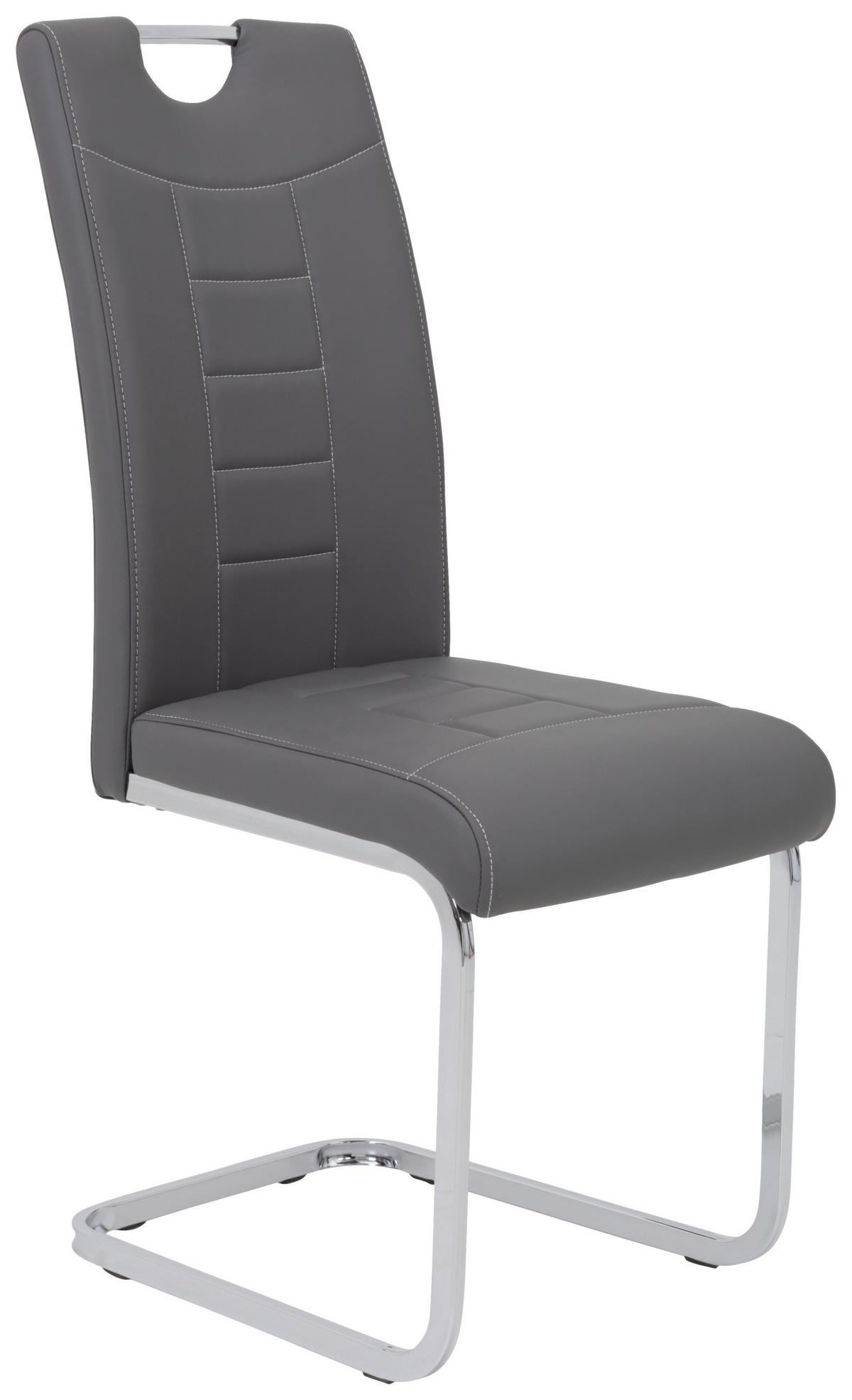 Schwingstuhl Ruby S Grau Gepolstert 4er-Set - Chromfarben/Weiß, MODERN, Textil/Metall (44/104/57,5cm) - MID.YOU