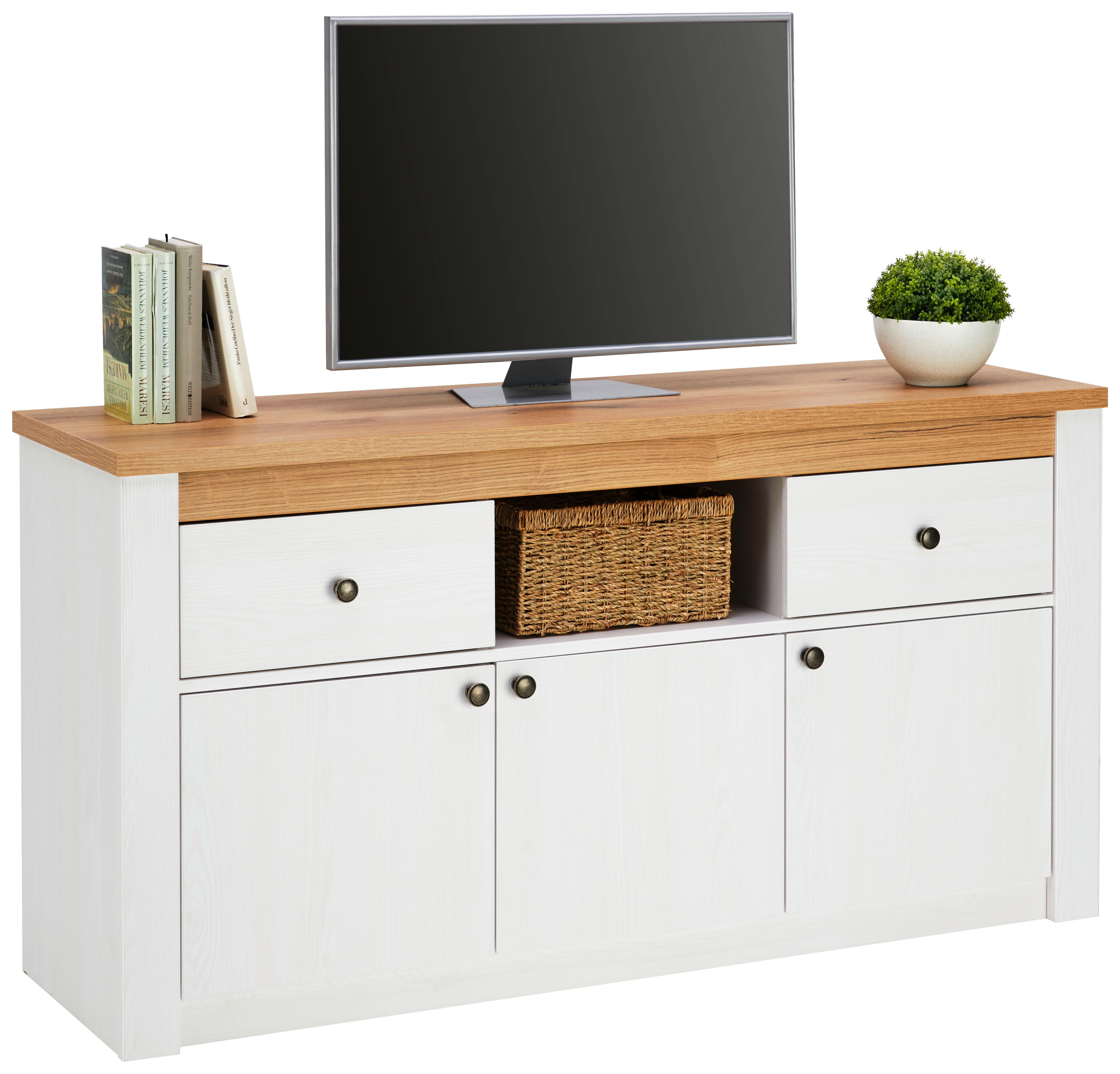 Kommode Rovigio Weiß, Lärche Dekor B: 137 Cm - Lärchefarben/Weiß, KONVENTIONELL, Holzwerkstoff (137/72/42cm) - Landscape