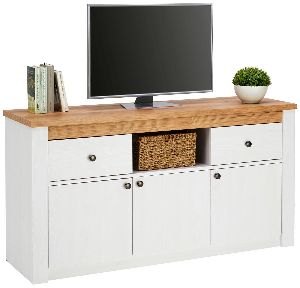 Kommode Rovigio Weiß, Lärche Dekor B: 137 Cm - Lärchefarben/Weiß, KONVENTIONELL, Holzwerkstoff (137/72/42cm) - Landscape