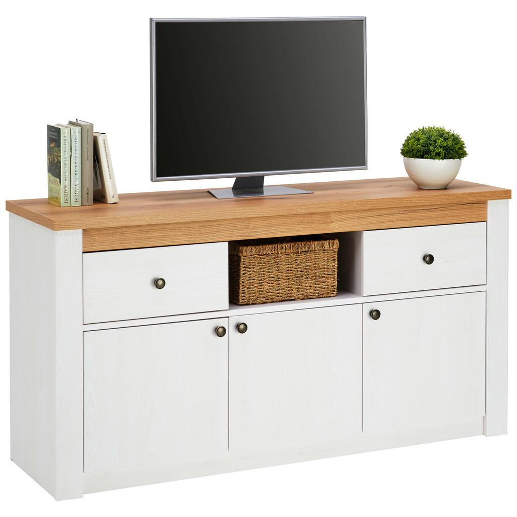 Kommode Rovigio Weiß, Lärche Dekor B: 137 Cm