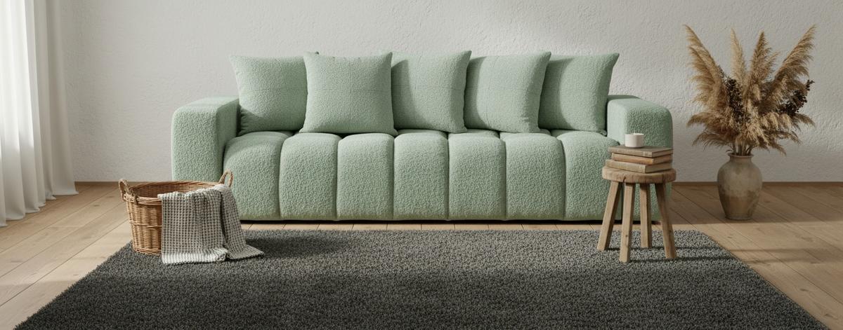 Schlafsofa Cloud Mint B: 250 Cm - Schwarz/Mintgrün, Basics, Textil (250/86/140cm) - Livetastic