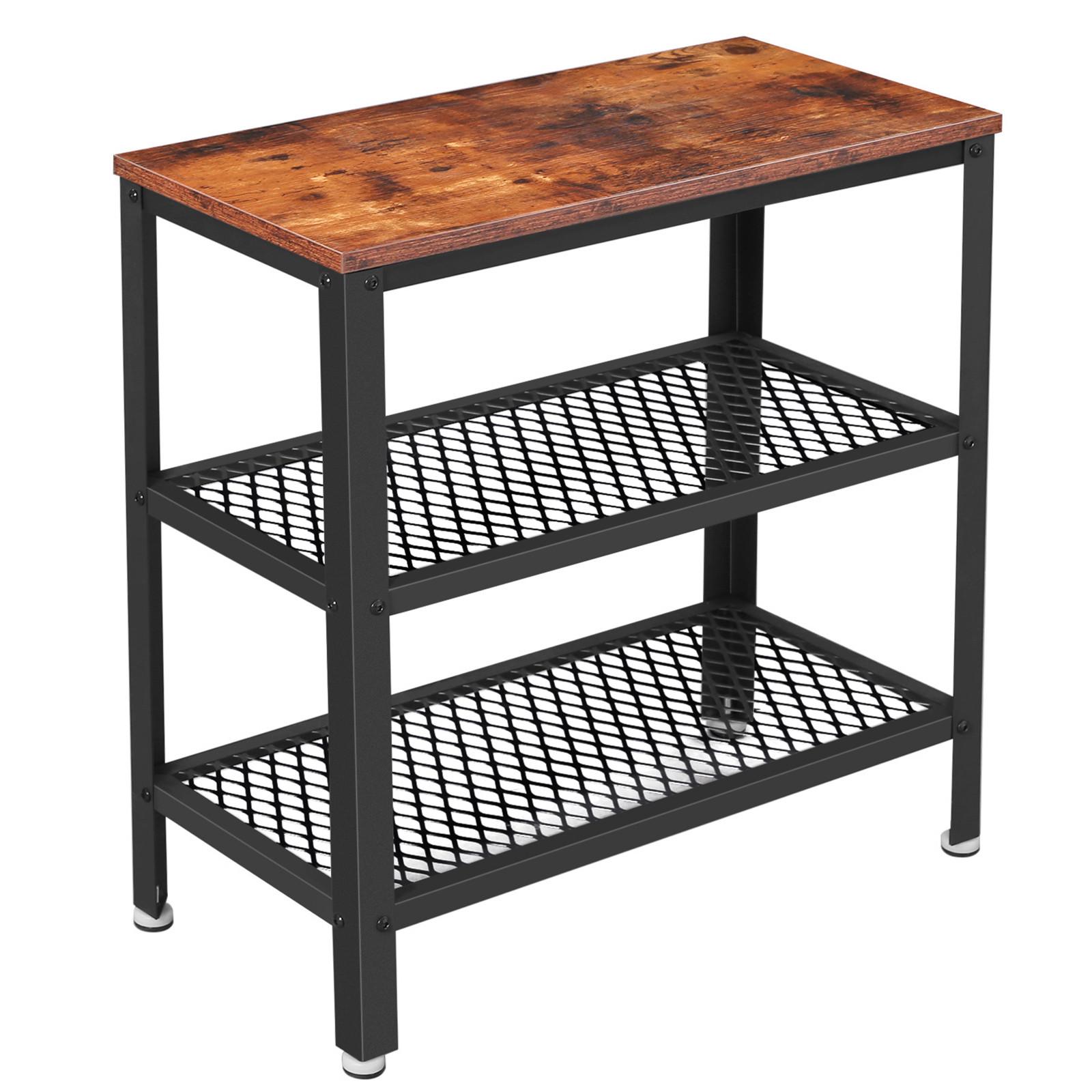 Beistelltisch mit Ablagefächer Braun, Schwarz - Schwarz/Braun, Trend, Holzwerkstoff/Metall (60/30/60cm) - Boxxx