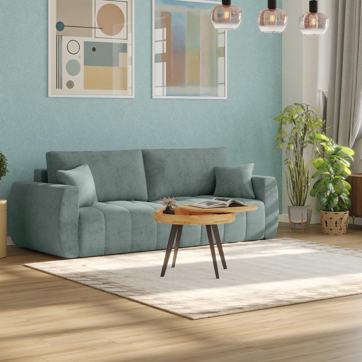 Schlafsofa Bali - Blau/Schwarz, MODERN, Holz/Textil (245/74-90/104cm) - Luca Bessoni
