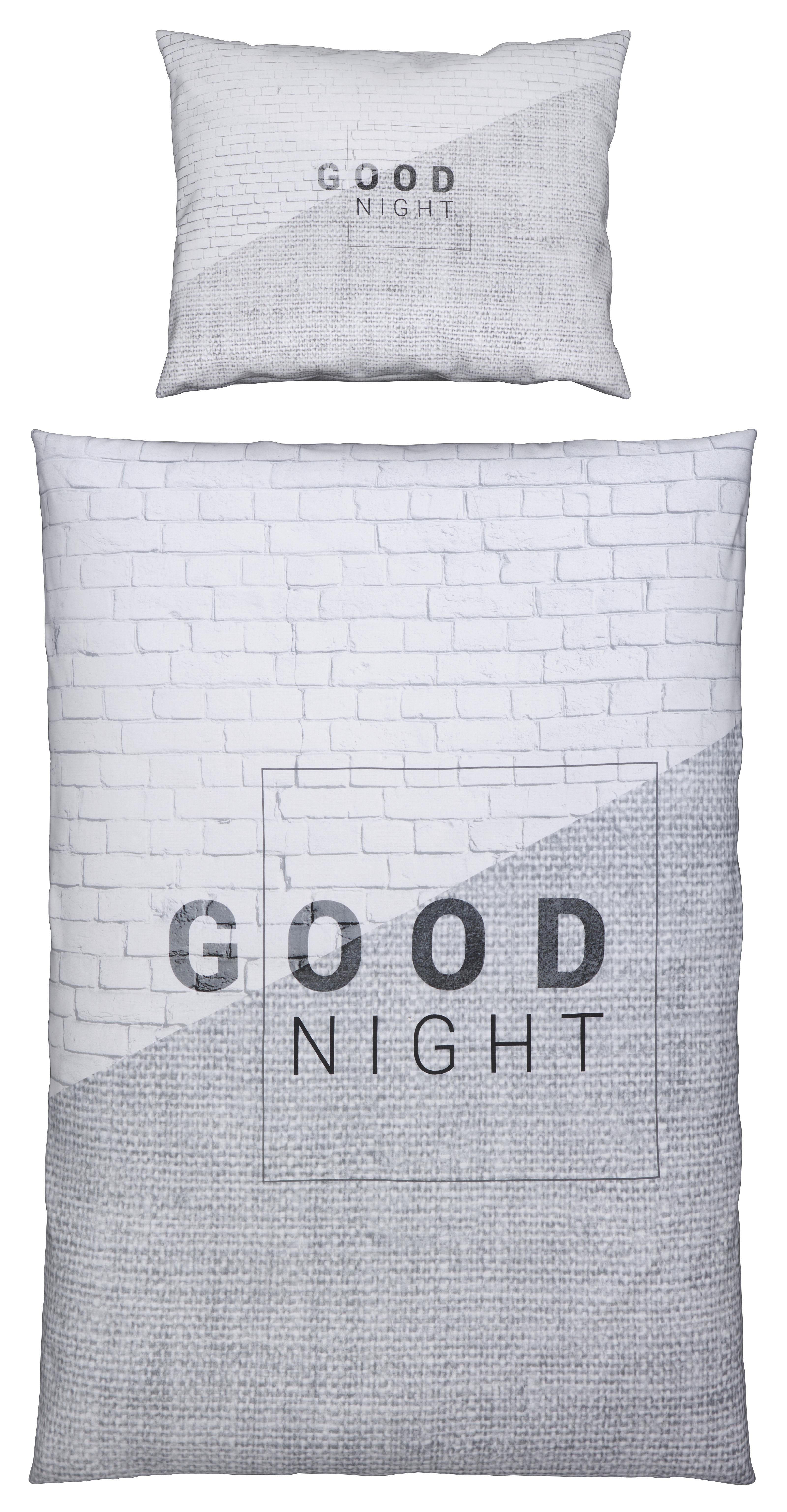 Ágyneműhuzat-garnitúra Good Night - Szürke/Fehér, modern, Textil - Luca Bessoni