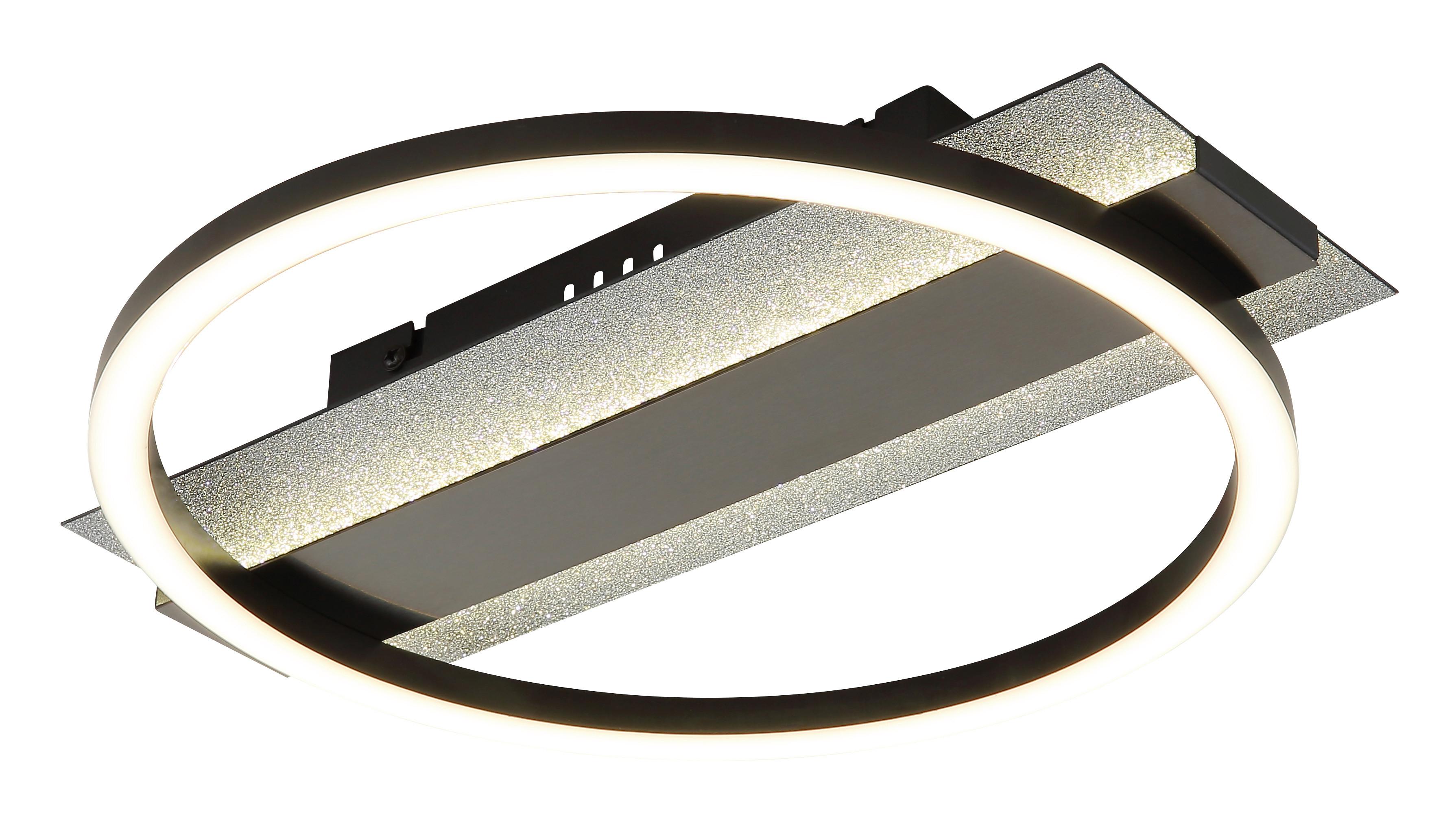 LED-DECKENLEUCHTE Memory-Funktion - Silberfarben/Schwarzchrom, Design, Kunststoff/Metall (34,2/6,8/30cm) - Globo
