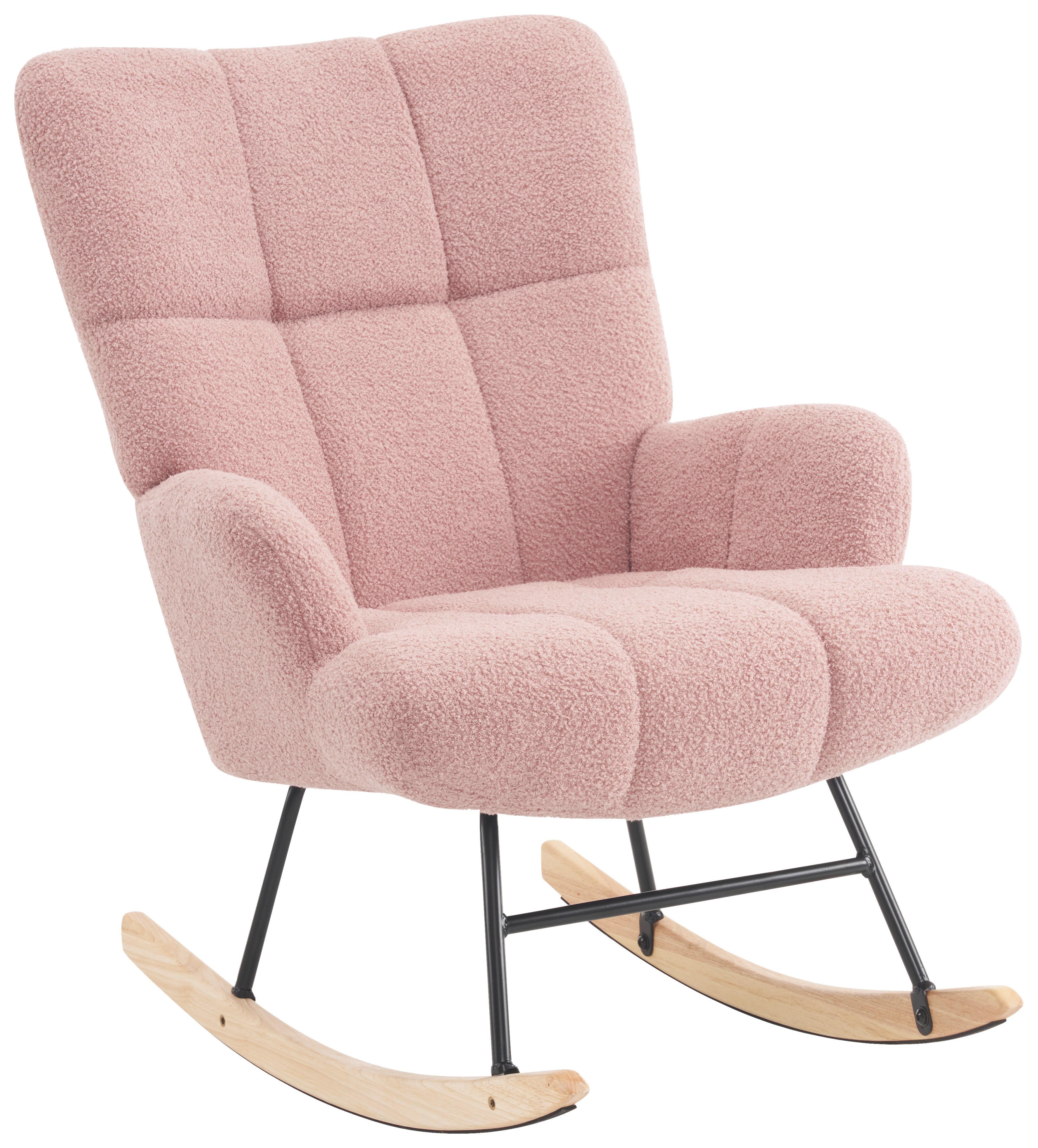 Schaukelstuhl Mit Armlehnen Omar Stoffbezug Rosa - Ecru/Schwarz, MODERN, Textil/Metall (67/85cm) - P & B