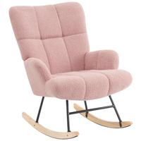 Schaukelstuhl mit Armlehnen Omar Stoffbezug Rosa - Ecru/Schwarz, MODERN, Textil/Metall (67/85cm) - P & B