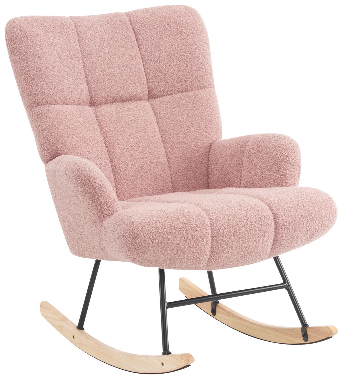 Schaukelstuhl mit Armlehnen Omar Stoffbezug Rosa - Ecru/Schwarz, MODERN, Textil/Metall (67/85cm) - P & B