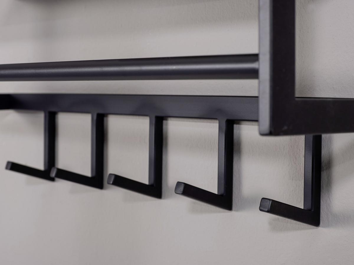 Nástenný vešiak čierny š: 70cm - čierna, Modern, kov (70/20/20cm) - MID.YOU