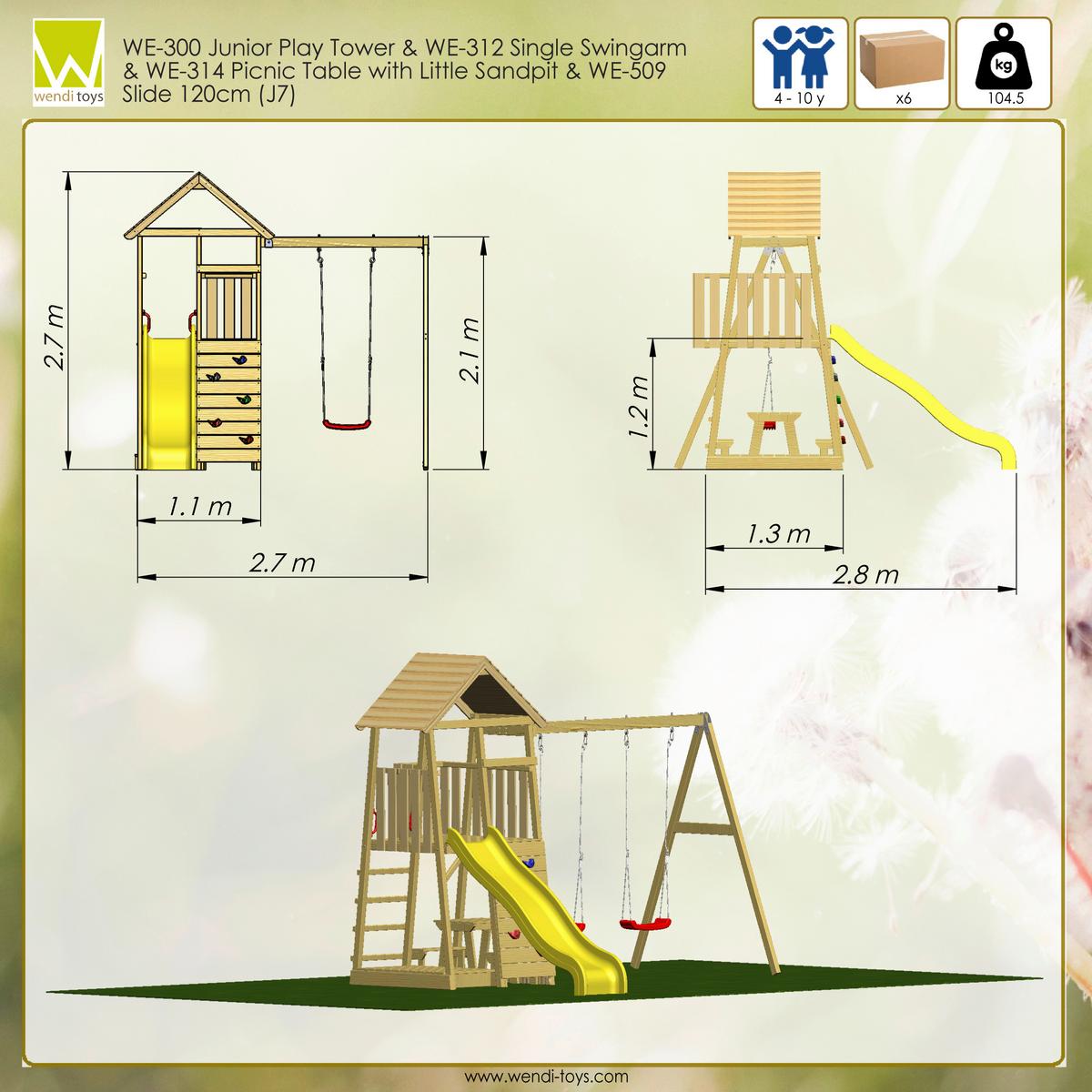 Spielturm Pelikan Gelb/naturfarben, B: 270 Cm - Gelb/Naturfarben, KONVENTIONELL, Holz (270/270/280cm)