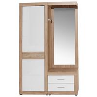 Šatna MALTA - bílá/barvy dubu, Moderní, kompozitní dřevo (130/197/36cm)