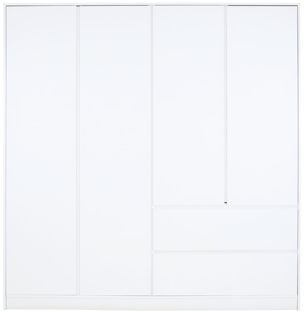 Kleiderschrank Basit - Weiß, KONVENTIONELL, Holzwerkstoff (195/205,5/56,6cm)