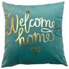 Zierkissen Welcome Home 45x45 Cm Polyester Türkis Mit Zipp - Türkis, MODERN, Textil (45/45cm) - Luca Bessoni