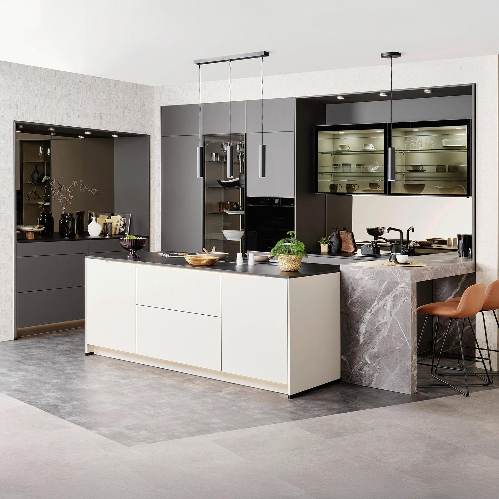 Einbauküche Sofia - Hellbraun/Hellgrau, MODERN, Holzwerkstoff - Vertico