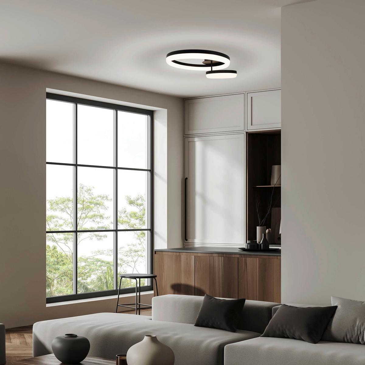 LED-Deckenleuchte 7096922 Circulo - Schwarz/Weiß, KONVENTIONELL, Kunststoff/Metall (53/40/14cm) - Näve