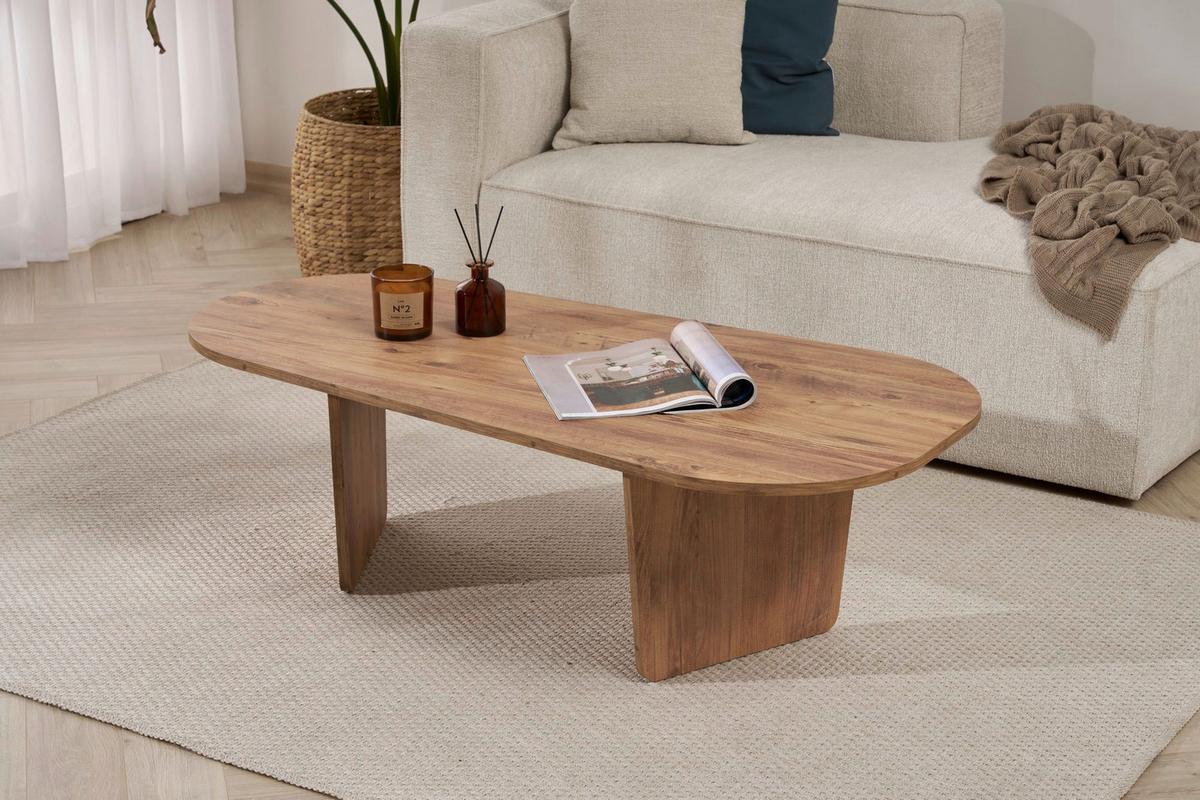 Couchtisch Ovalis Pinienfarben L: 130cm - Pinienfarben, Design, Holzwerkstoff (130/65/40cm) - MID.YOU