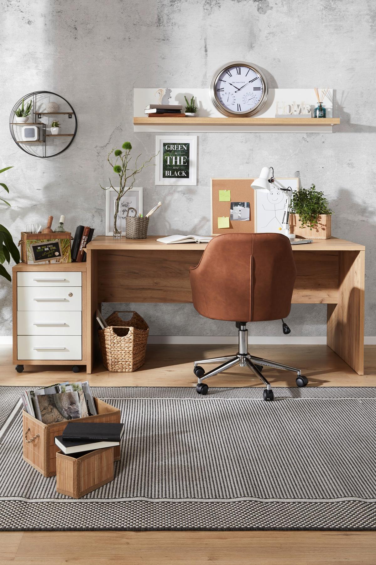 Schreibtisch B 160cm H 76cm Profi, Eiche Dekor - Eichefarben, MODERN, Holzwerkstoff (160/76/80cm) - Ondega