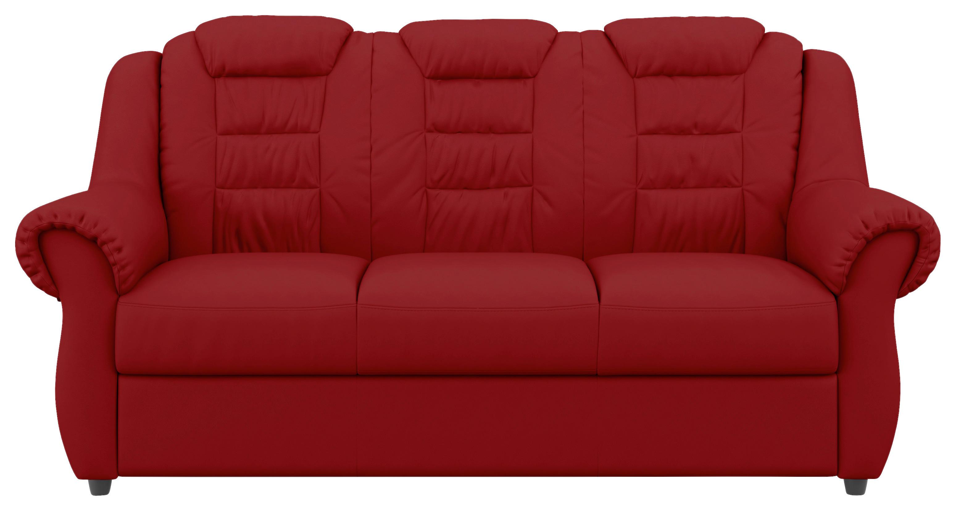 3-Sitzer-Sofa Boston Rot Lederlook - Rot/Schwarz, KONVENTIONELL, Textil (196/102/101cm) - Livetastic