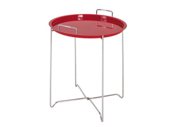 Odkládací Stolek Dan - barvy chromu/červená, Lifestyle, kov/umělá hmota (45/51cm) Odkládací Stolek Dan - barvy chromu/červená, Lifestyle, kov/umělá hmota (45/51cm)