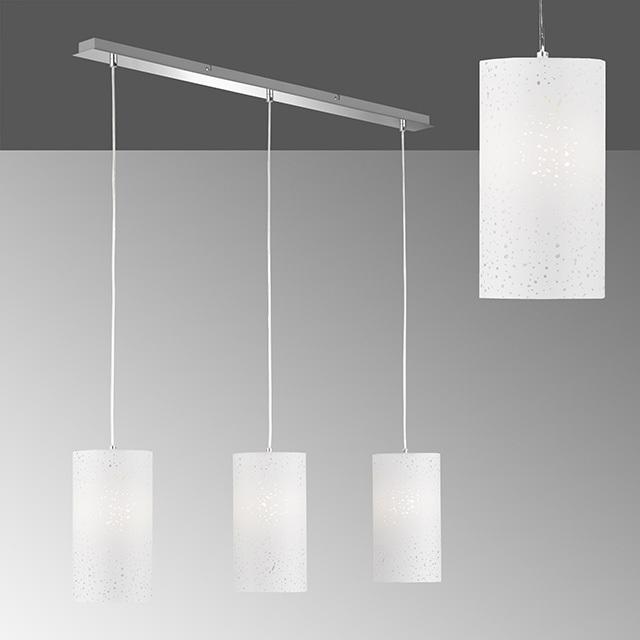 Hängeleuchte Thor H: 150 cm 3-Flammig In Säulenform - Chromfarben/Weiß, Design, Textil/Metall (110/150cm) - Fischer & Honsel