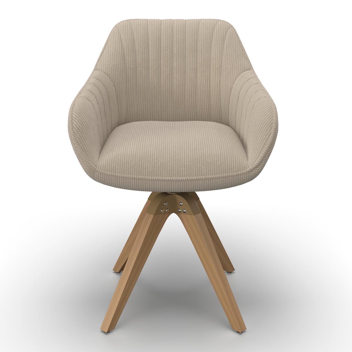 Židle s područkami SALLY, béžová - barvy buku/béžová, Moderní, dřevo/textil (61/84/58cm) - Bessagi Home