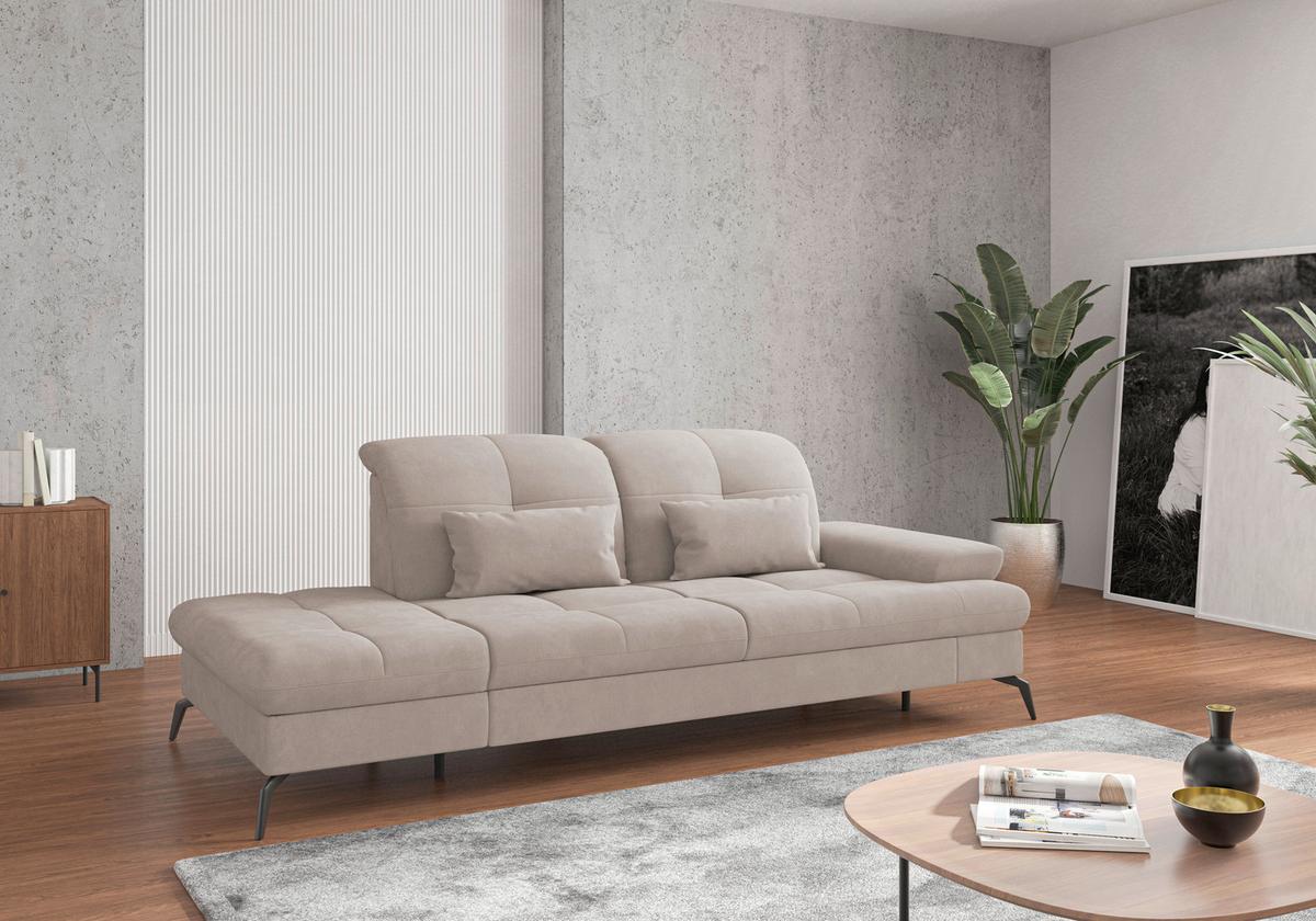 Récamiere Amica E, Greige B: 231 - Greige/Schwarz, KONVENTIONELL, Textil (231/90/122cm) - Sit & More