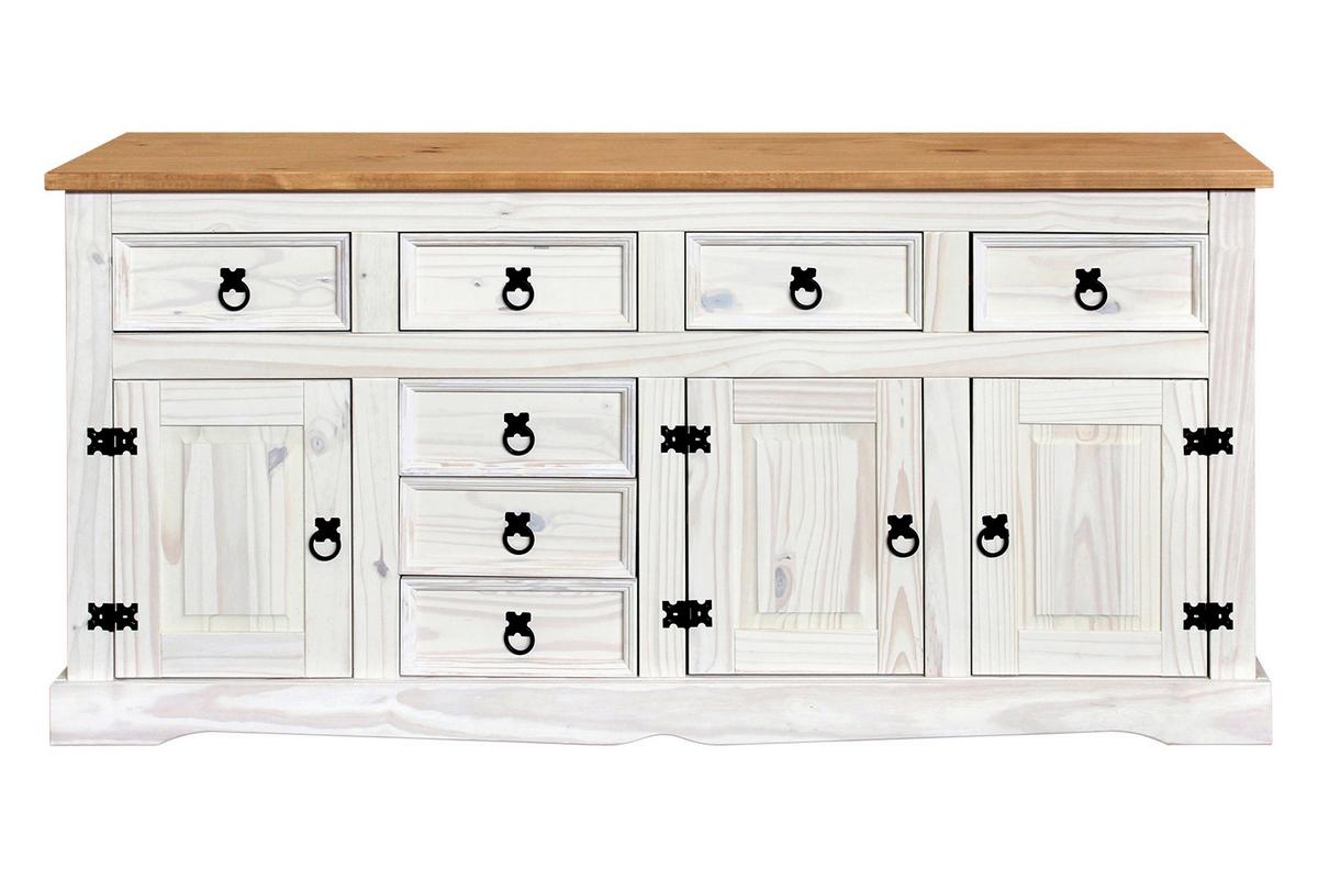 Sideboard Weiß B: 174cm - Weiß, Natur, Holz (174/84/44cm) - Livetastic