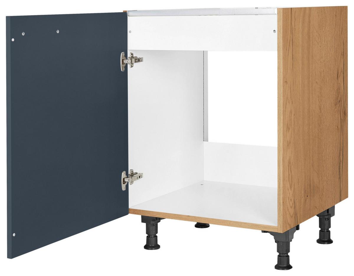 Spülenunterschrank Easytouch - Blau/Eichefarben, MODERN, Holzwerkstoff (60/87/56cm) - Nobilia