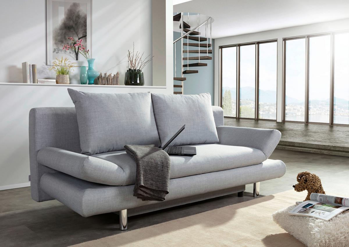 Schlafsofa Sorini, Hellgrau B: 194 Cm - Chromfarben/Hellgrau, Design, Textil (194/73/91cm) - MID.YOU