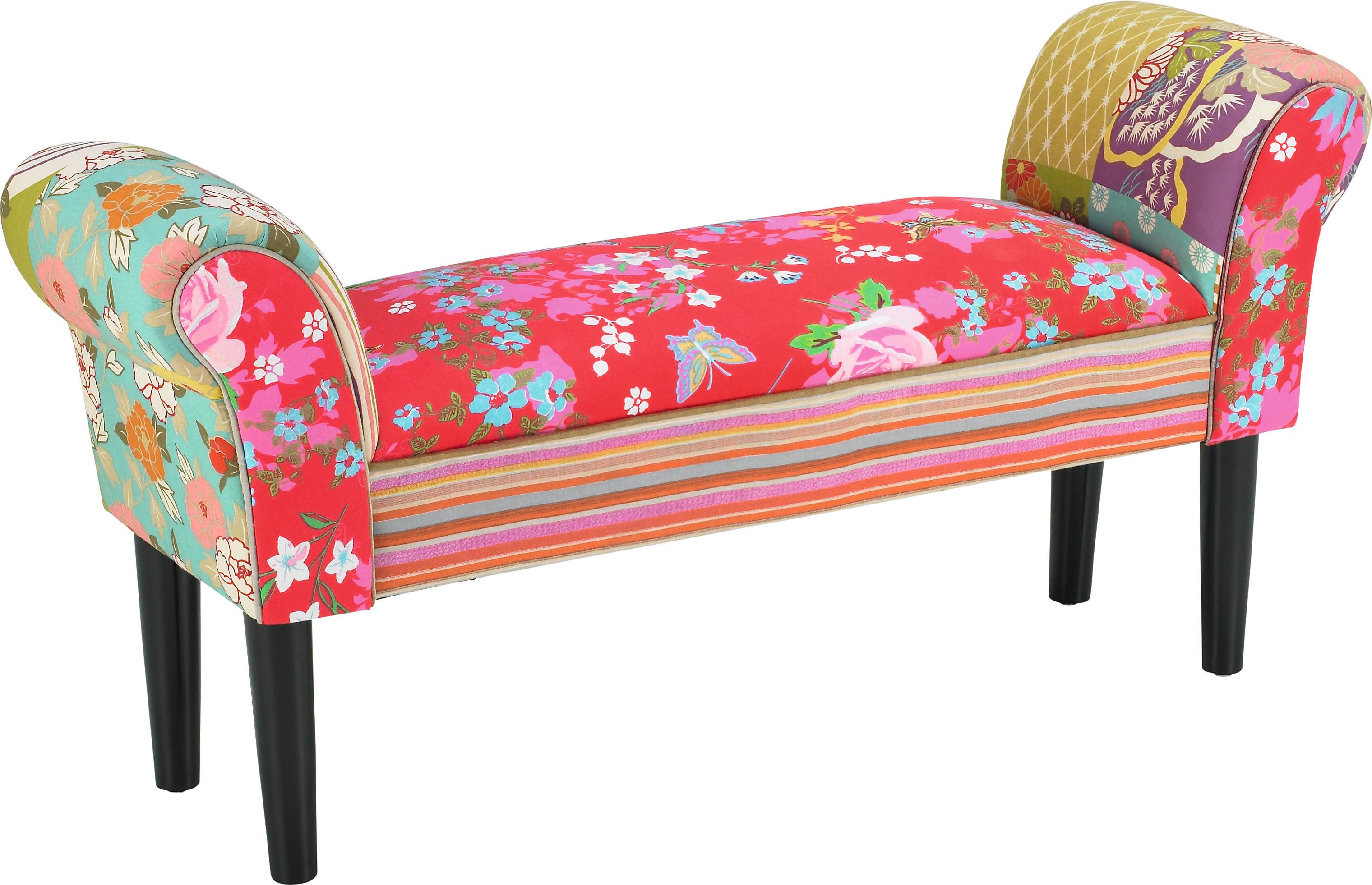 Garderobenbank Patchwork B: 102 cm Gepolstert Bunt - Multicolor/Schwarz, KONVENTIONELL, Holz/Textil (102/51/31cm)