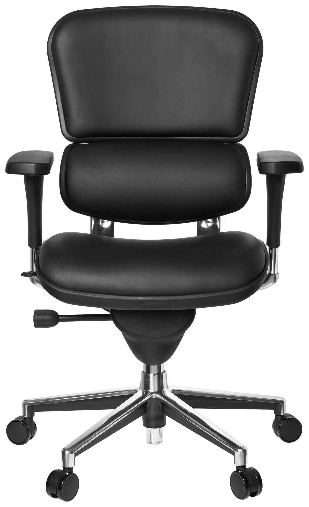 Drehstuhl Ergohuman Base Schwarz - Chromfarben/Schwarz, MODERN, Leder/Kunststoff (61/120/48cm) - MID.YOU