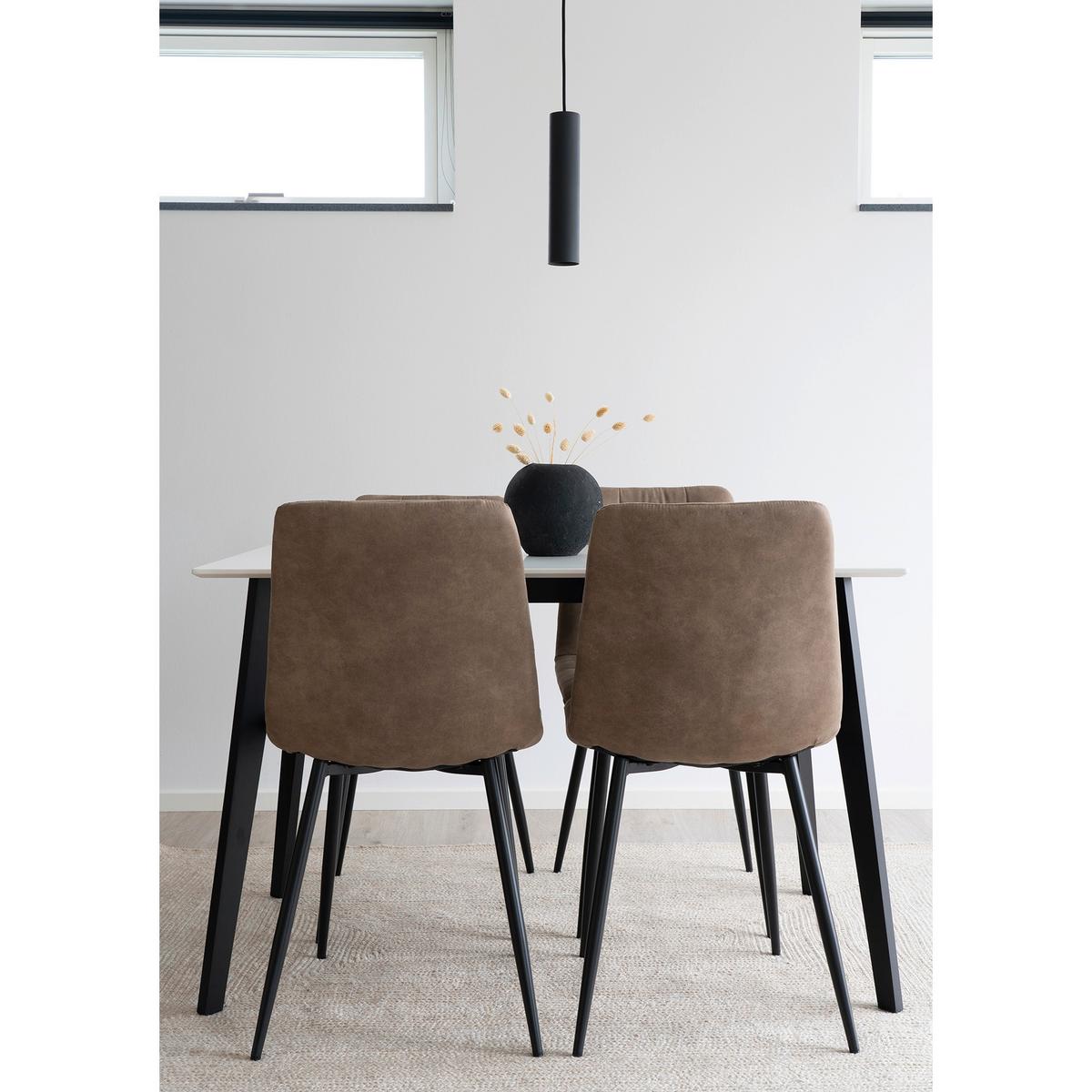 Stuhl-Set Middelfart Hellbraun B: 44 cm - Hellbraun/Schwarz, MODERN, Textil/Metall (44/86/55cm) - MID.YOU