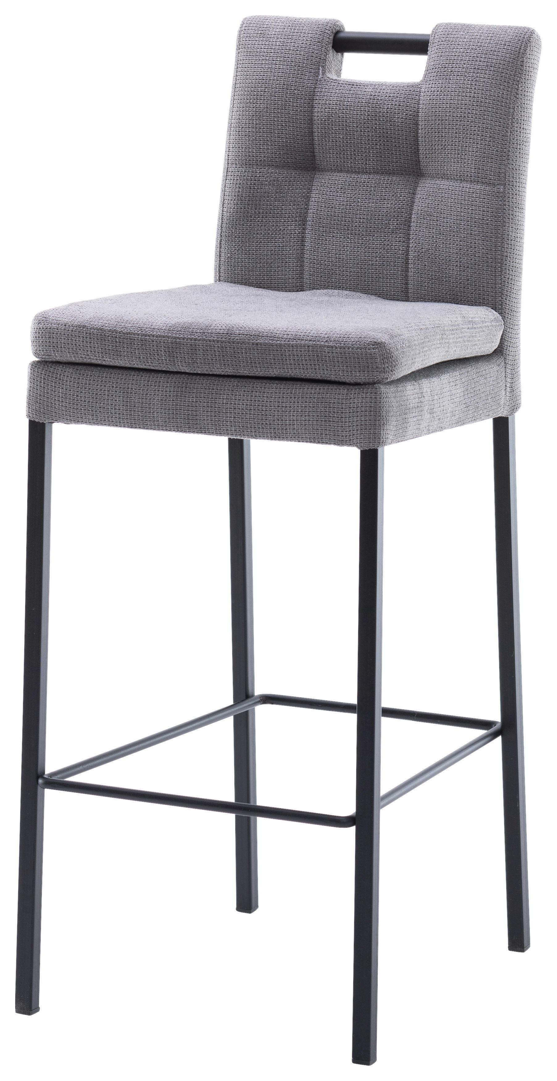 Barhocker Madrid Schwarz/Grau B: 42 cm - Schwarz/Grau, Design, Textil/Metall (42/102/52cm) - Cantus