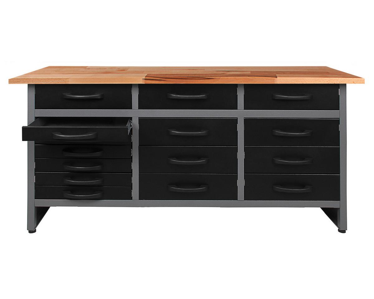 Werkbank-set Konny B: 160 Cm Anthrazit/grau - Anthrazit/Grau, Basics, Holz/Metall (160/205/60cm)