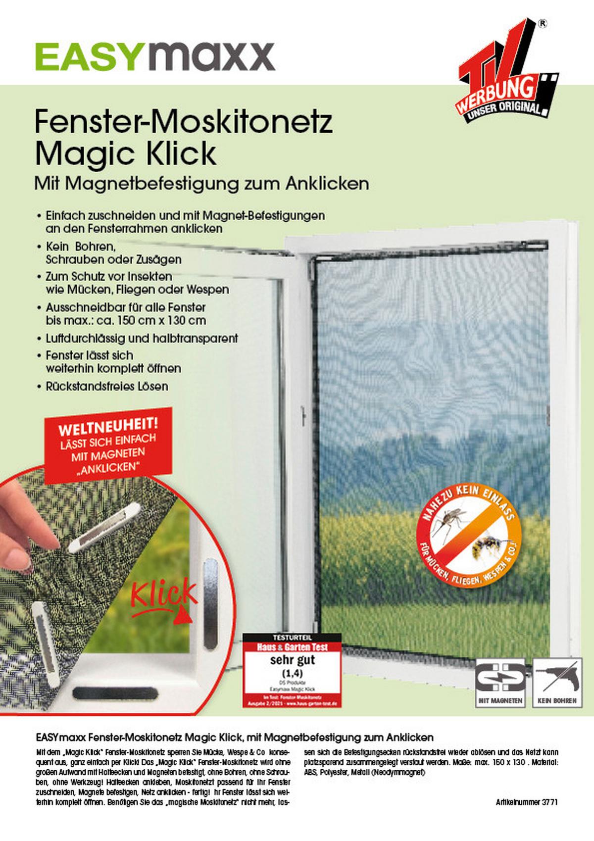 Insektenschutzgitter Easymaxx 150x130cm - Schwarz, Basics, Kunststoff/Metall (130/150cm) - TV - Unser Original