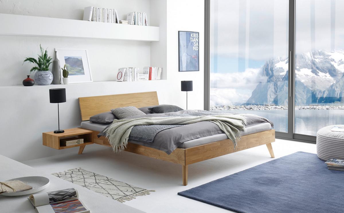 Bett Ancona, Eiche 200x200 cm - Eiche Bianco/Eichefarben, Natur, Holz (200/200cm) - Hasena