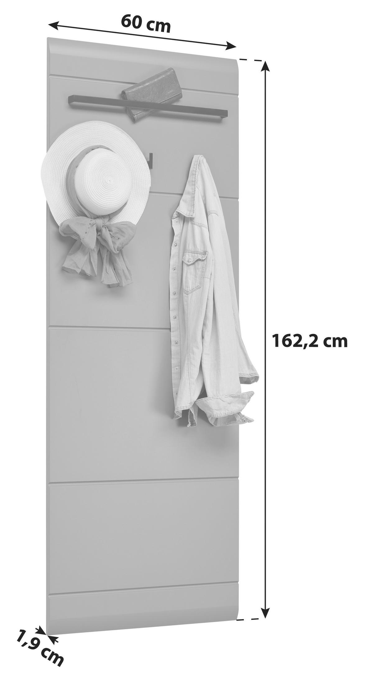 ŠATNÍ PANEL AURIS - šedá/barvy dubu, Moderní (60/162,2/1,9cm) - Luca Bessoni