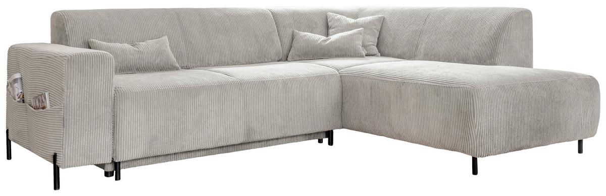 Rohová sedačka CÉLINE, pravá, béžový menčester - čierna/béžová, kov/textil (250/192cm) - MID.YOU