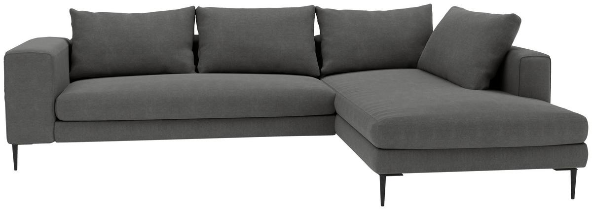 Ecksofa Aurora Ii - Dunkelgrau/Schwarz, MODERN, Textil (295/210cm) - Trendmanufaktur