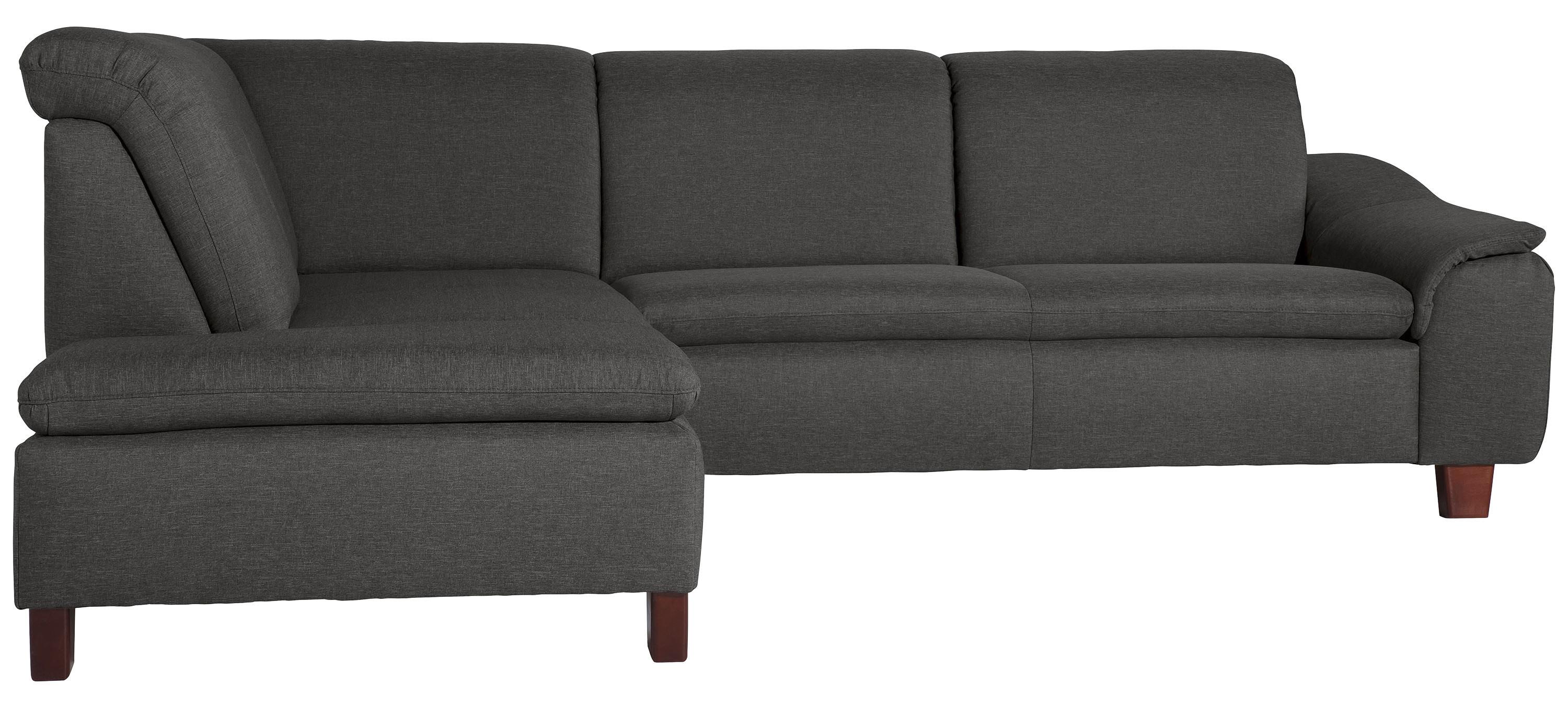 Ecksofa Aaron Anthrazit Flachgewebe - Anthrazit/Nussbaumfarben, Design, Textil (187/247cm) - Max Winzer